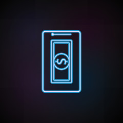 cash storage in mobile banking icon in neon style. One of Mobile banking collection icon can be used for UI, UX