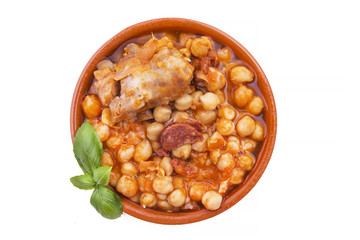 casserole of stewed chickpeas isolated