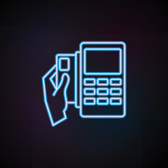 end-user icon in neon style. One of Mobile banking collection icon can be used for UI, UX