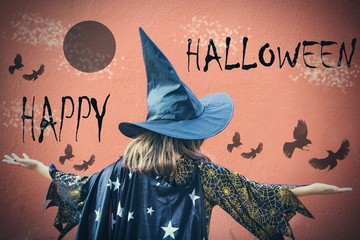 portrait of witch from behind. Halloween party