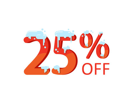 A discount of twenty five percent. Winter, Christmas Sale, numbers in the snow