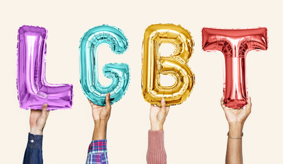 Colorful alphabet balloons forming the word LGBT