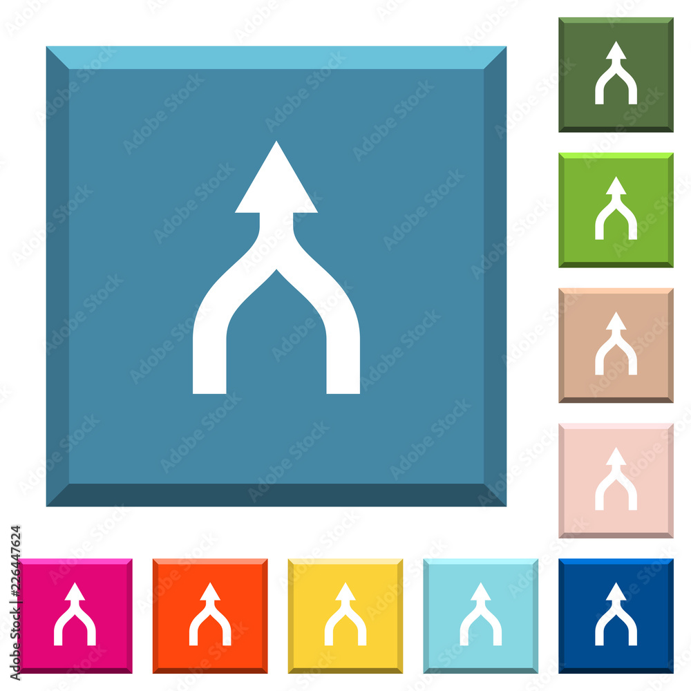 Poster merge arrows up white icons on edged square buttons