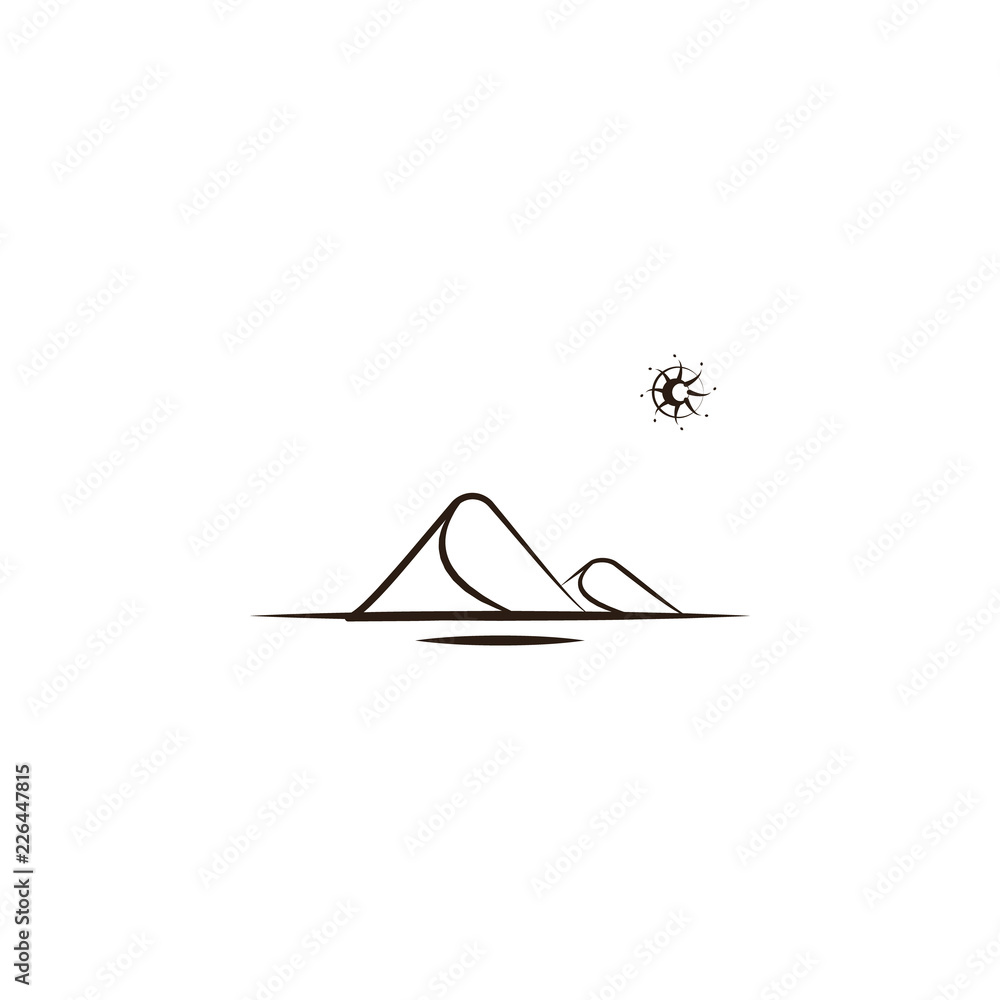 Poster dunes, desert icon. element of desert icon for mobile concept and web apps. hand draw dunes, desert 