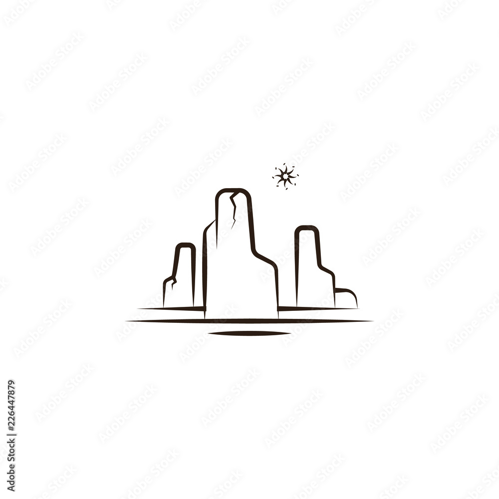 Poster rock desert landscape icon. element of desert icon for mobile concept and web apps. hand draw rock d