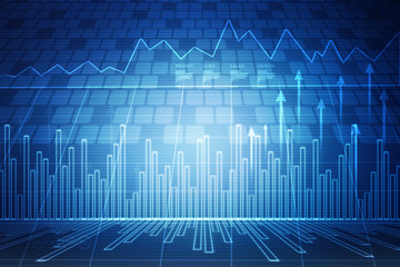 2d rendering Stock market online business concept. business Graph 