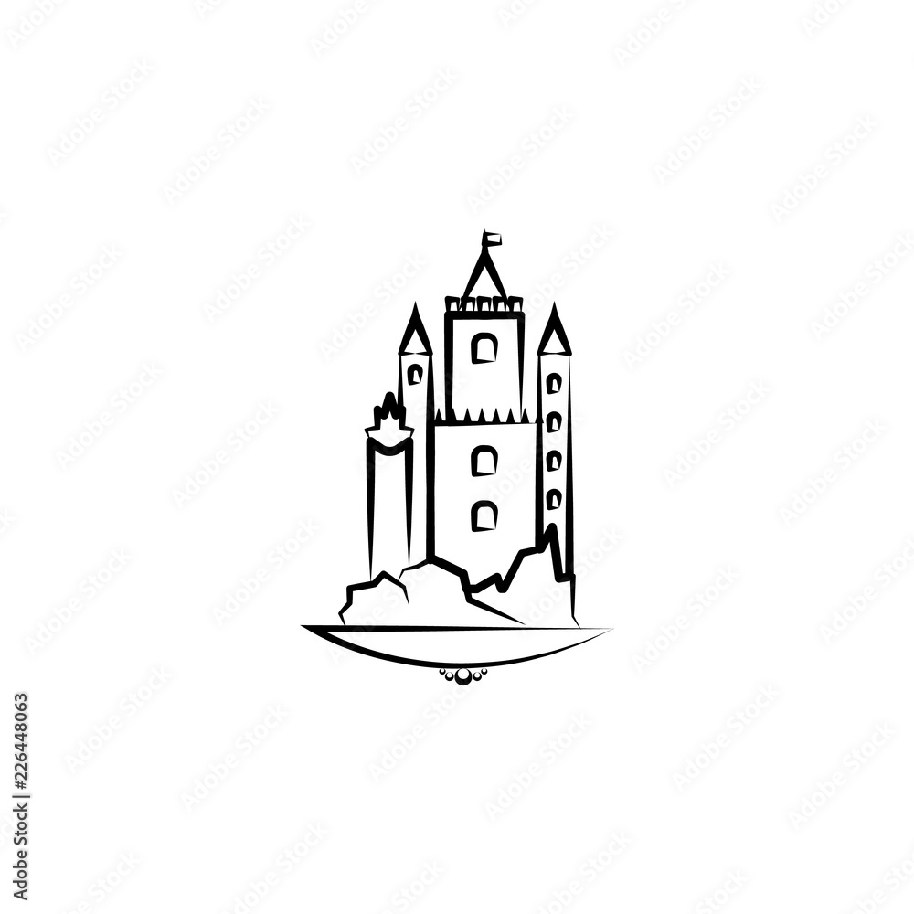 Poster castle icon. element of landscape icon for mobile concept and web apps. hand drawn castle icon can b