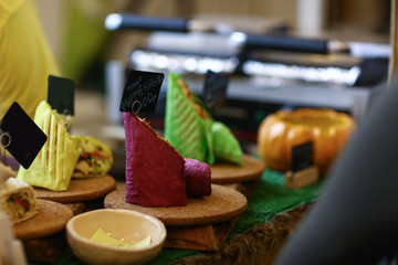 vegan wrap roll in assortment on veggi food market showcase