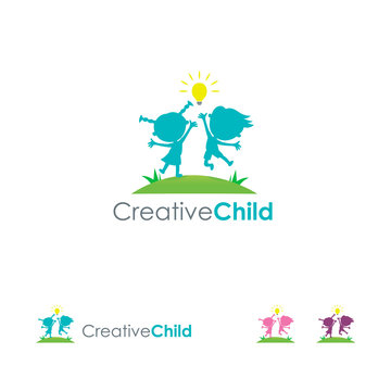 Creative Child Logo template, Kids Bring Idea logo