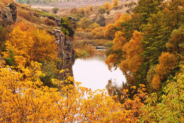 Fall season on the banks of the river