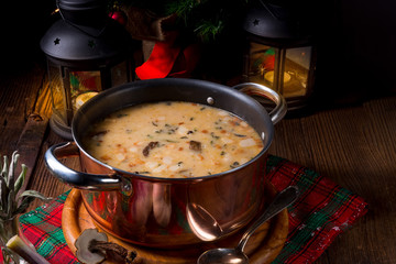 a christmas mushroom soup of polish style