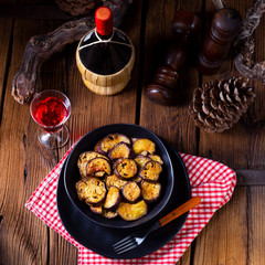 Melitzanes Tiganites - fried aubergines in the Greek style.