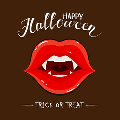 Vampire Lips and lettering Happy Halloween