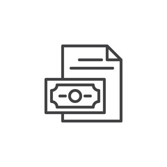 Paper money document outline icon. linear style sign for mobile concept and web design. Financial simple line vector icon. Symbol, logo illustration. Pixel perfect vector graphics
