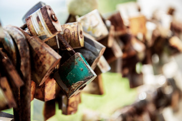 Old lock on fence.