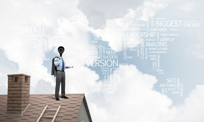 Concept of home security and privacy protection with camera head