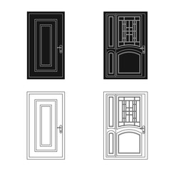 Isolated object of door and front icon. Set of door and wooden vector icon for stock.