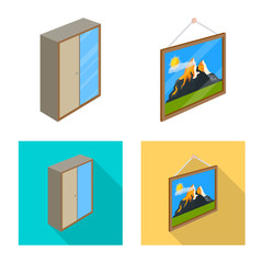 Vector design of bedroom and room icon. Set of bedroom and furniture vector icon for stock.