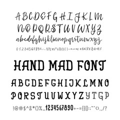 Two font. Vector hand drawn typeface. Brush painted letters. Handmade alphabet for your designs: logo, posters, wedding invitations, cards, etc.