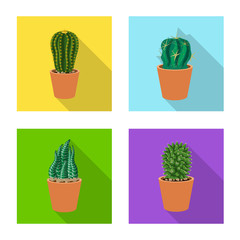 Vector design of cactus and pot icon. Set of cactus and cacti vector icon for stock.