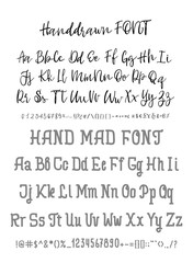 Two font. Vector hand drawn typeface. Brush painted letters. Handmade alphabet for your designs: logo, posters, wedding invitations, cards, etc.