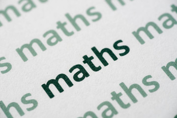 word maths printed on paper macro