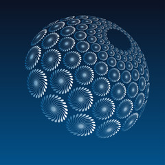 abstract floral dome floating in blue shades