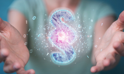 Businesswoman using 3D rendering digital paragraph law symbol