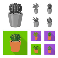 Vector illustration of cactus and pot logo. Set of cactus and cacti stock vector illustration.