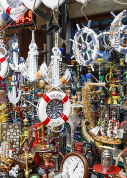 Detail of a store in the market in the old city of Acre (Akko), Israel.