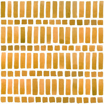 Fototapeta Watercolor geometric background in terracotta. Hand painted mosaic seamless pattern