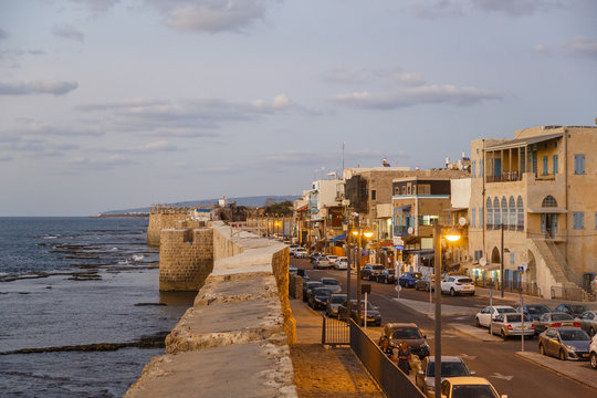 View over the Acre and the old city walls. Acre (Akko), Israel.