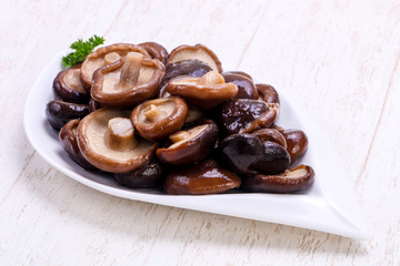 Pickled mushrooms in the bowl