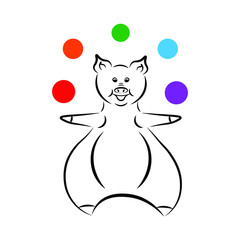 Funny pig with balls vector.