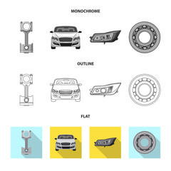 Vector design of auto and part logo. Collection of auto and car stock symbol for web.