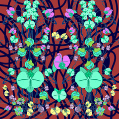 Fototapeta na wymiar Ornate floral background with fine lines of the stems