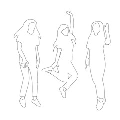 white background, sketch of a girl jumping
