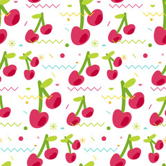 Sweet seamless pattern from tasty cherry