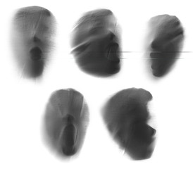 Set of screaming ghost faces