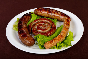 Grilled sausages plate