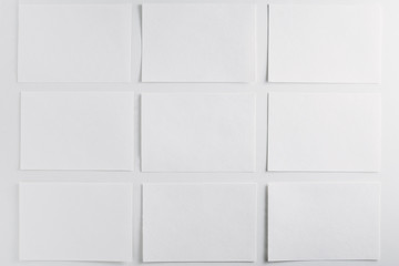 White paper empty sheets cards on a white background. Mockup for design