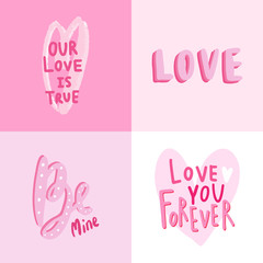 Collection of valentines day typographies