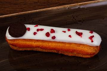 Tasty Eclair with cream