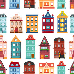 Vector cartoon set of city houses