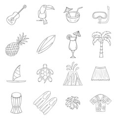 Obraz premium Vector hand drawn Hawaii icons