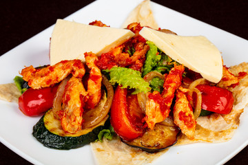 Grilled vegetables with chicken
