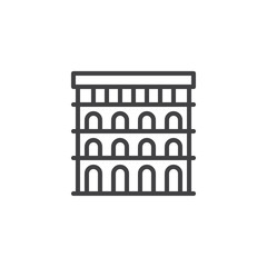 Colosseum outline icon. linear style sign for mobile concept and web design. Roman stadium Landmark simple line vector icon. Symbol, logo illustration. Pixel perfect vector graphics