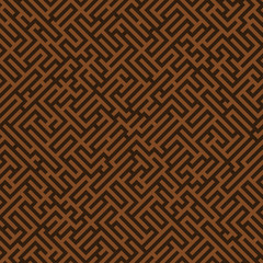 Labyrinth background. Geometric irregular backdrop. Abstract brown seamless line maze pattern. 