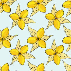 Floral seamless pattern. hand drawn illustration. Bright cartoon illustration for card design, fabric and wallpaper.