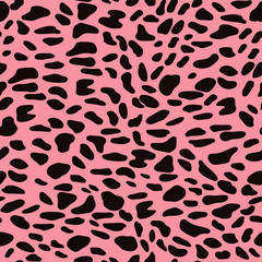 abstract animal seamless pattern, black spots on pink